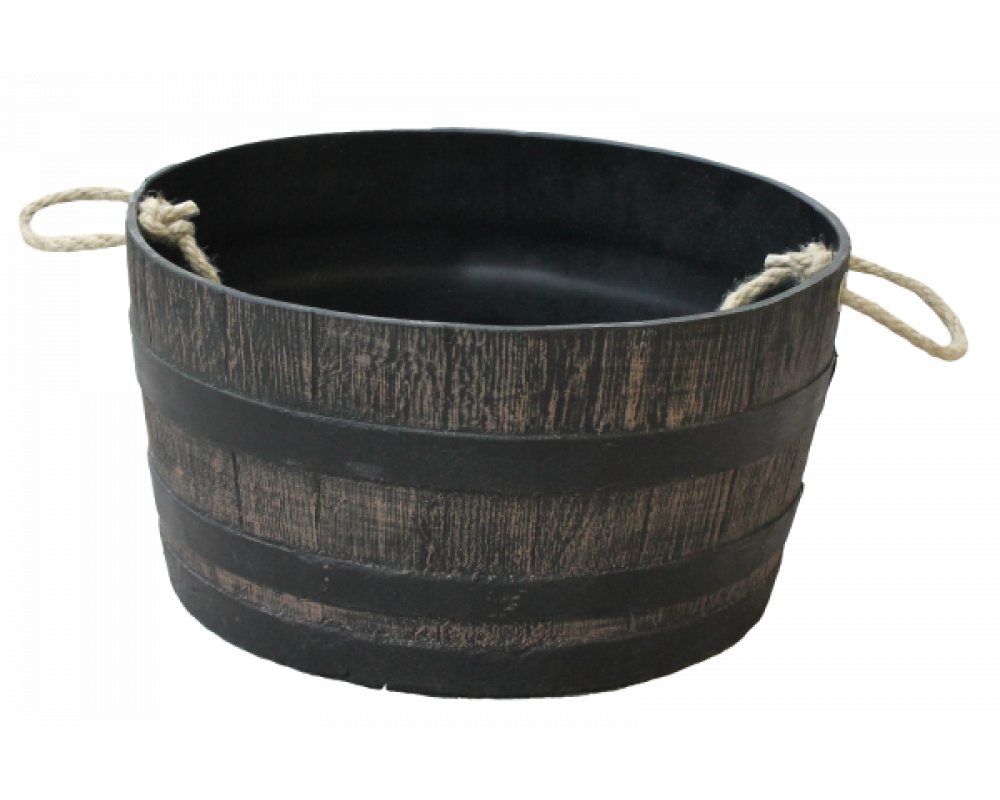 Ghiveci PE rustic, rotund, imitație ciubăr, model MAMBO XL, decoratiuni terasa