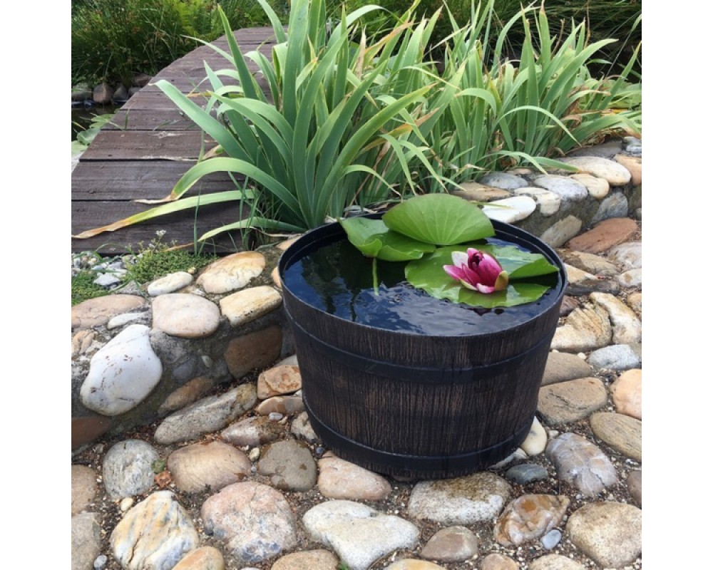 Ghiveci PE rustic, rotund, imitație ciubăr, model MAMBO XL, decoratiuni terasa