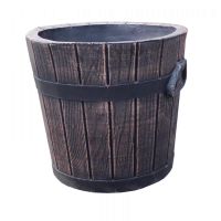 Ghiveci PE rustic, rotund, imitație ciubăr, model POLKA L, Ø48 cm, 60 litri, decoratiuni terasa