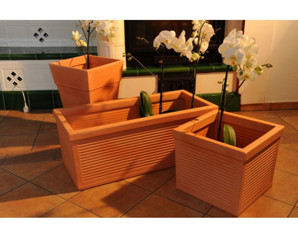 Ghiveci PE modern, dreptunghiular, imitație ceramică, model LINE XL, decoratiuni terasa