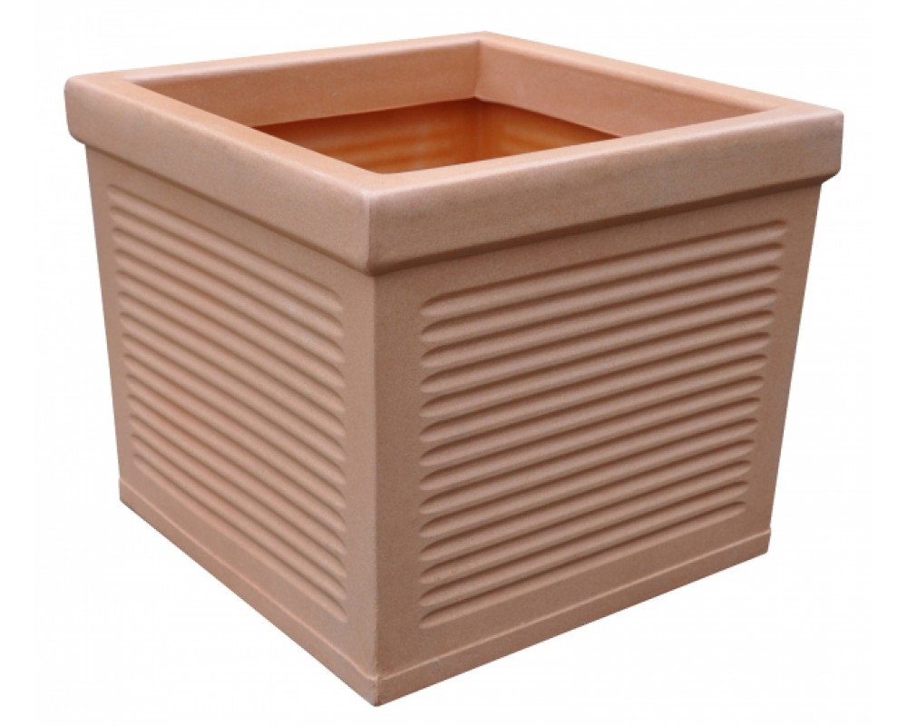 Ghiveci PE modern, pătrat, imitație ceramică, model LINE L, decoratiuni terasa