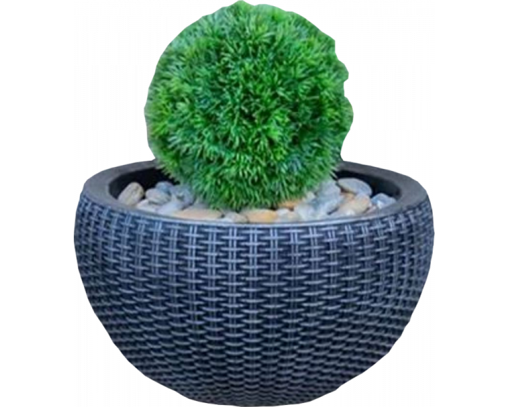 Ghiveci PE modern, rotund, imitație bambus, model BAMBUS H