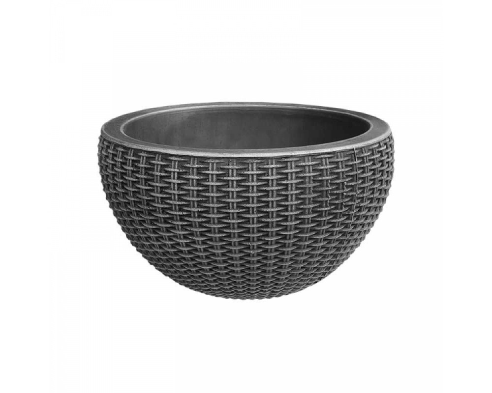 Ghiveci PE modern, rotund, imitație bambus, model BAMBUS H