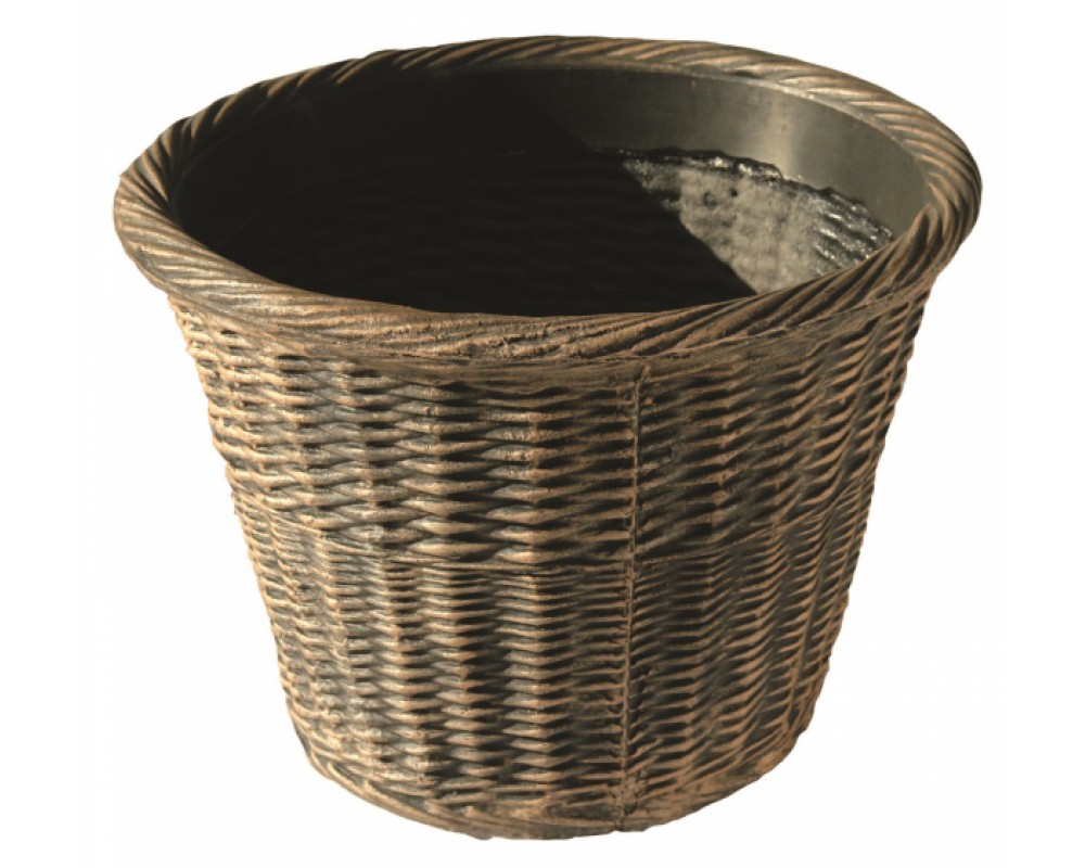 Ghiveci PE modern, rotund, imitație bambus, model BAMBUS R