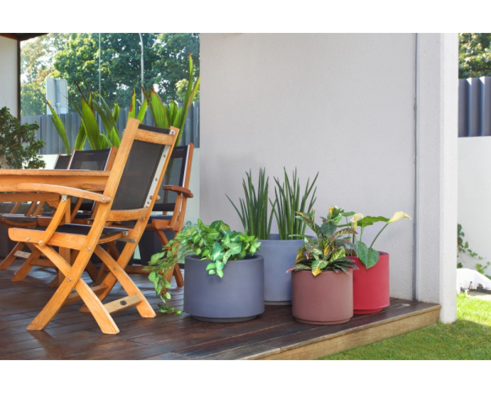 Ghiveci PE modern, rotund, imitație granit, model BLUES M