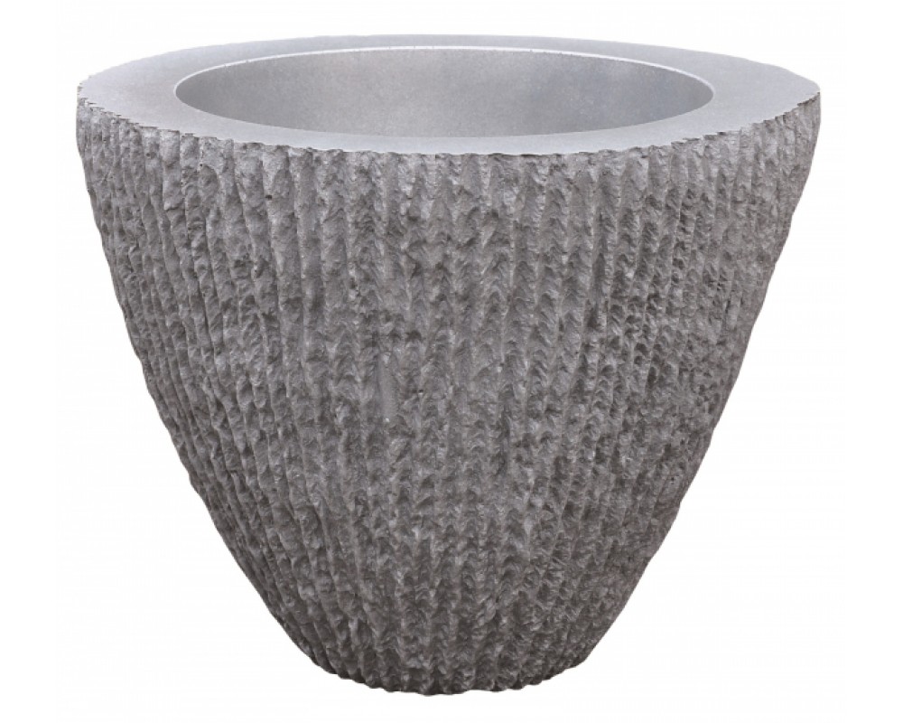 Ghiveci PE modern, rotund, imitație piatră, model SAMBA S