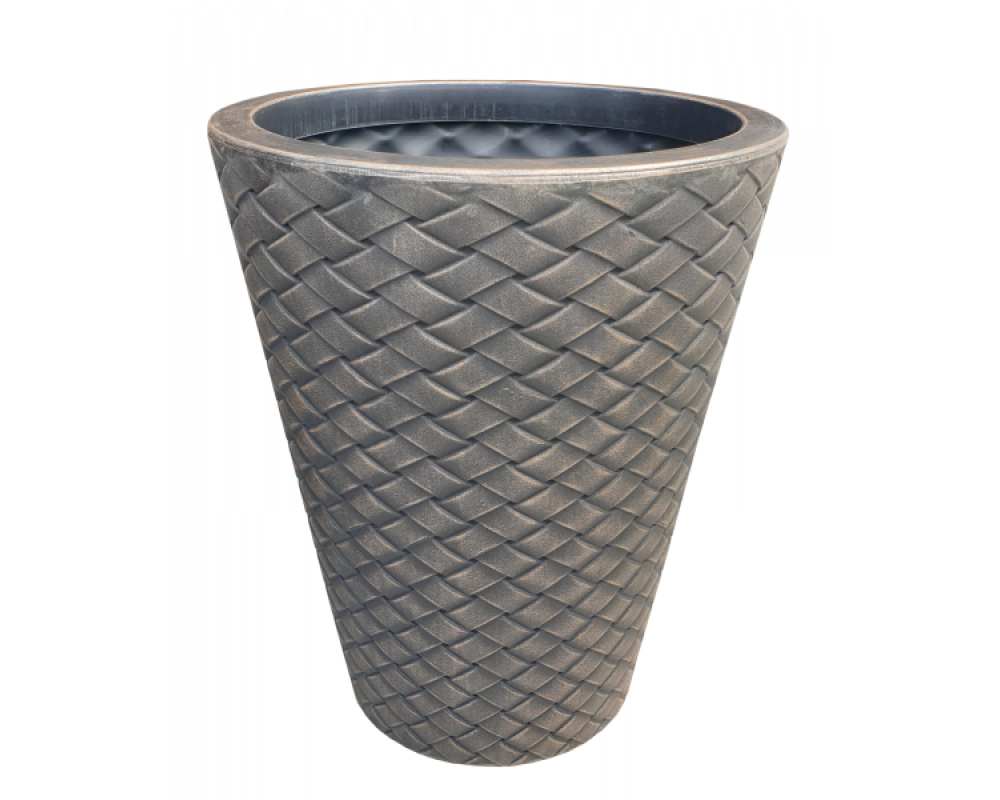 Ghiveci PE modern, rotund, imitație ratan, model LATINO M