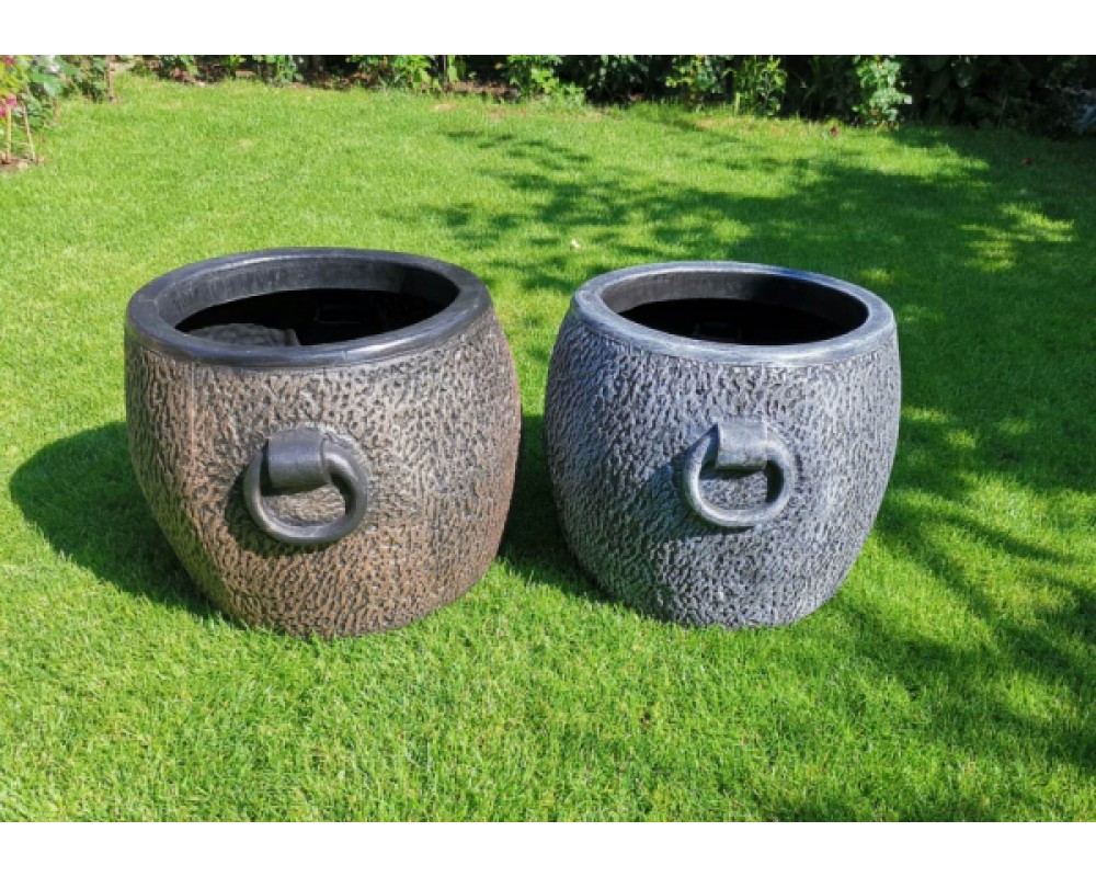 Ghiveci PE vintage, rotund, imitație bronz, model STONE XL