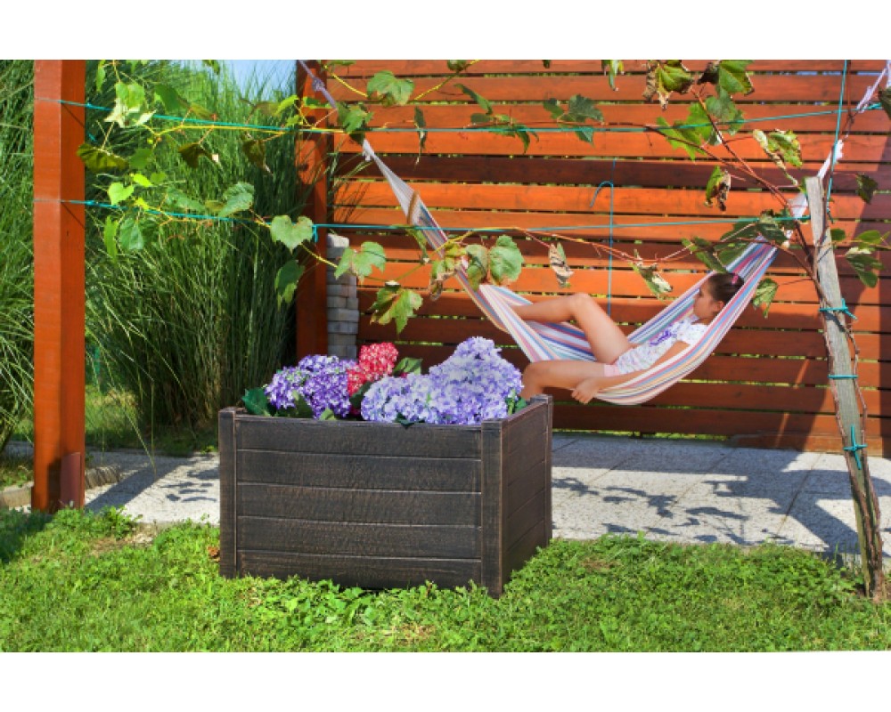 Ghiveci PE rustic, dreptunghiular, imitație lemn, model TEAK L, decoratiuni terasa