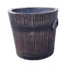 Ghiveci PE rustic, rotund, imitație ciubăr, model POLKA L, Ø48 cm, 60 litri, decoratiuni terasa