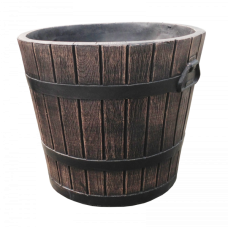 Ghiveci PE rustic, rotund, imitație ciubăr, model POLKA M, Ø39 cm, 30 litri, decoratiuni terasa